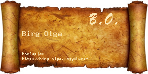 Birg Olga névjegykártya